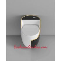 BỒN CẦU TRỨNG ĐEN TRẮNG VIỀN VÀNG 0835