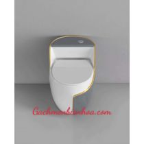 BỒN CẦU TRỨNG ĐEN XÁM VIỀN VÀNG 0834